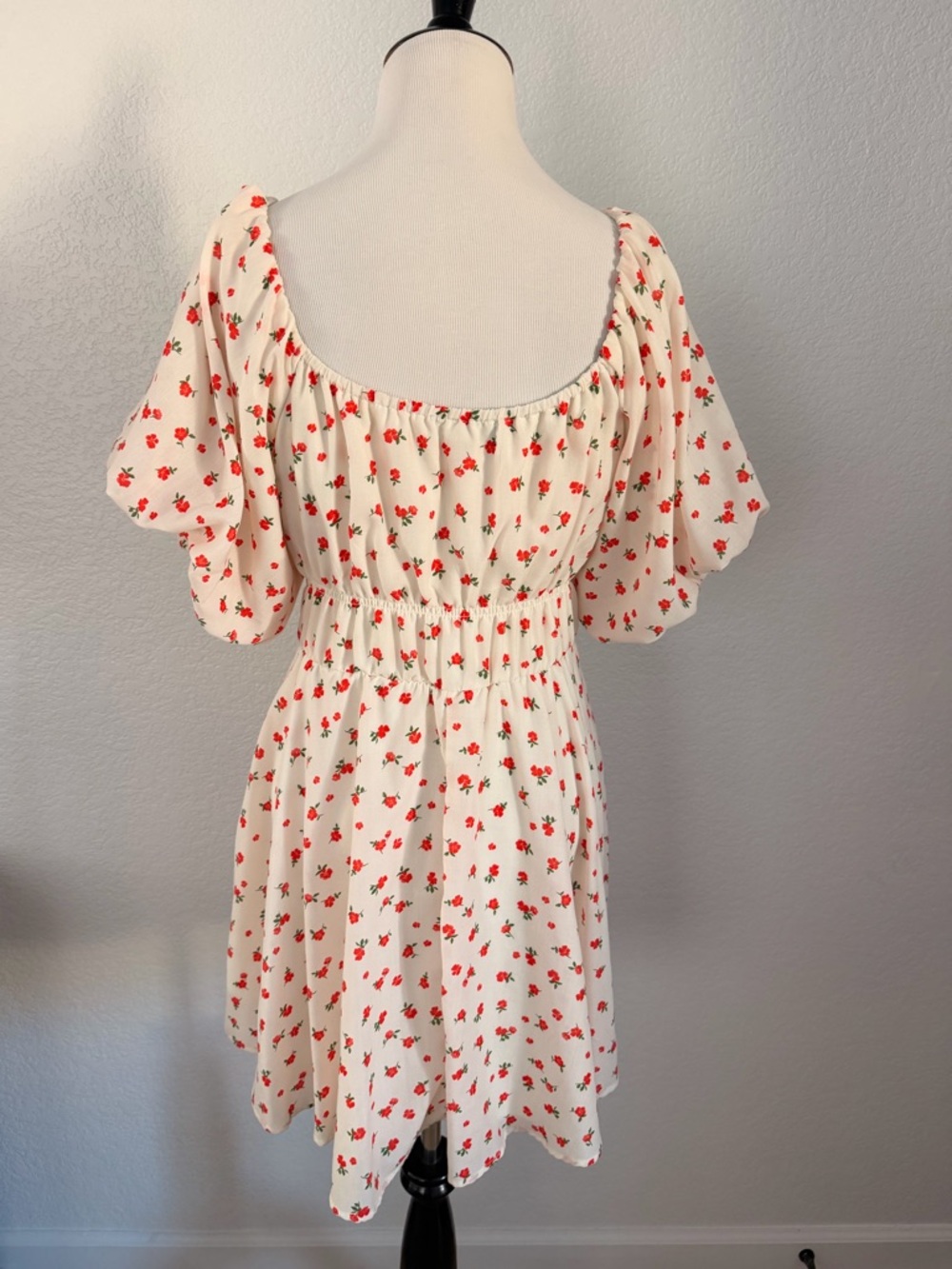 Crystal Doll Cream Midi Dress with Red Cherry Print - Picture 2 of 4